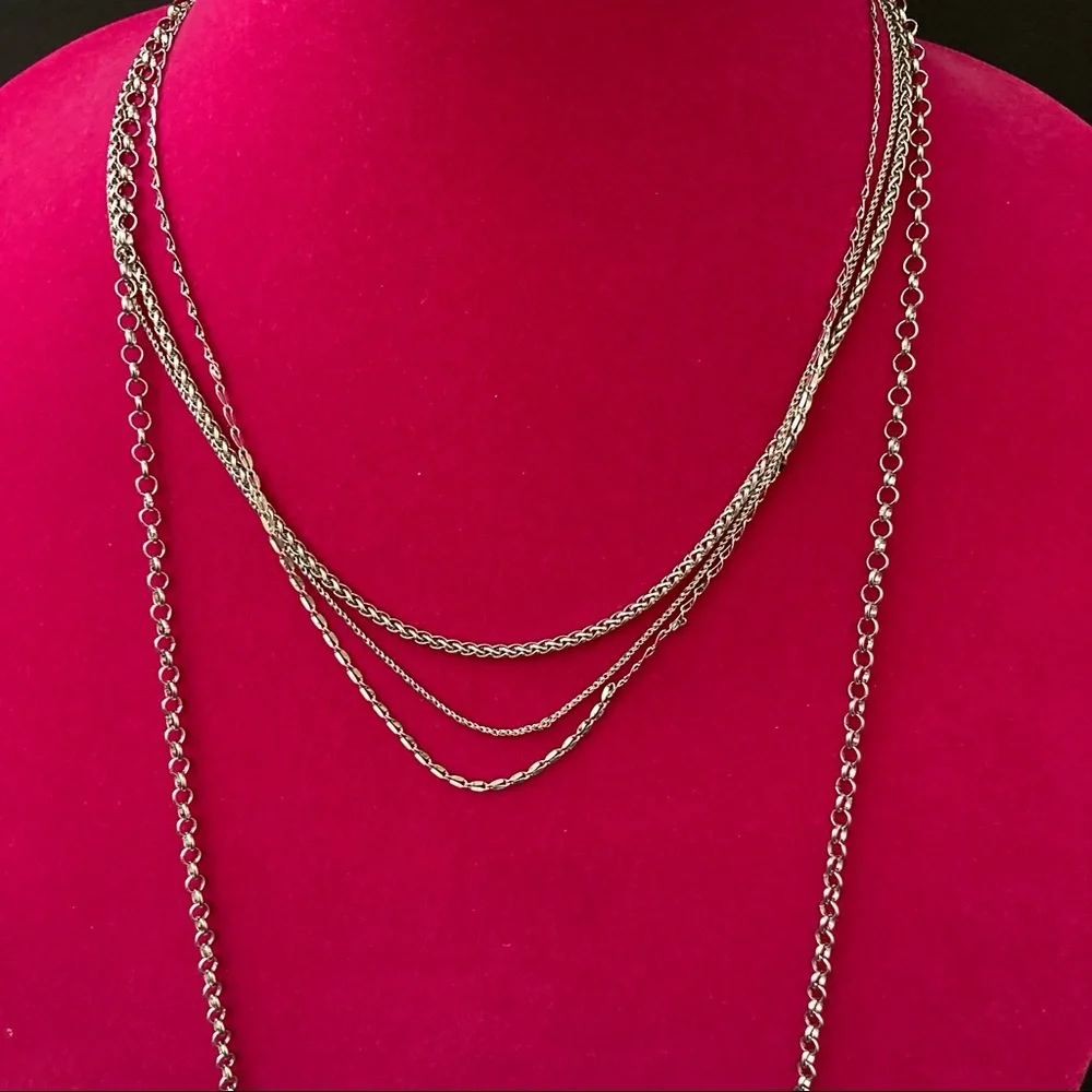 Halogen | Triple Layered Necklace | Silver Tone | Brand New - Picture 3 of 7